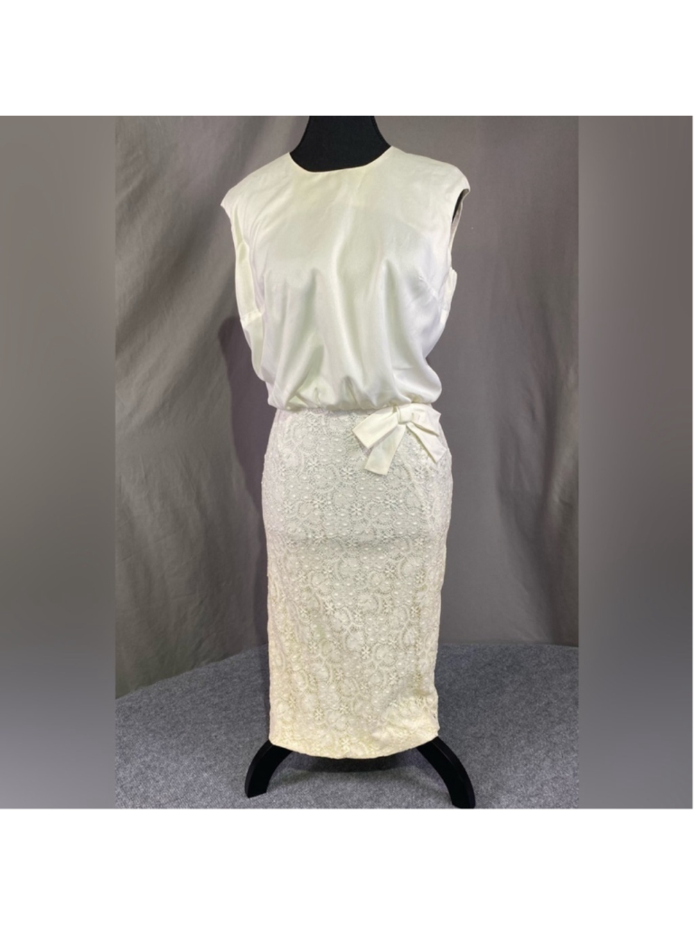 Vintage 60s Dress Set Women 4 D’Allaird’s Floral Lace Mod Dolly Girl Cream - Picture 4 of 16